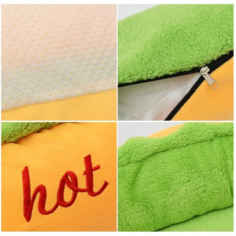 Warm Hot Dog Pet Bed – Removable & Washable Soft Lounger