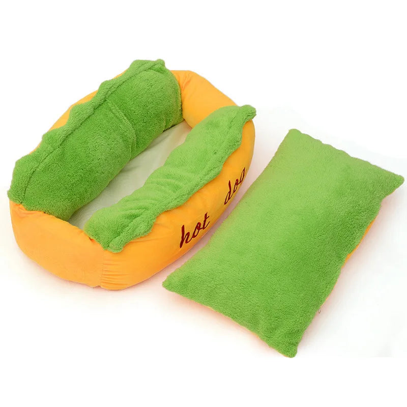 Warm Hot Dog Pet Bed – Removable & Washable Soft Lounger