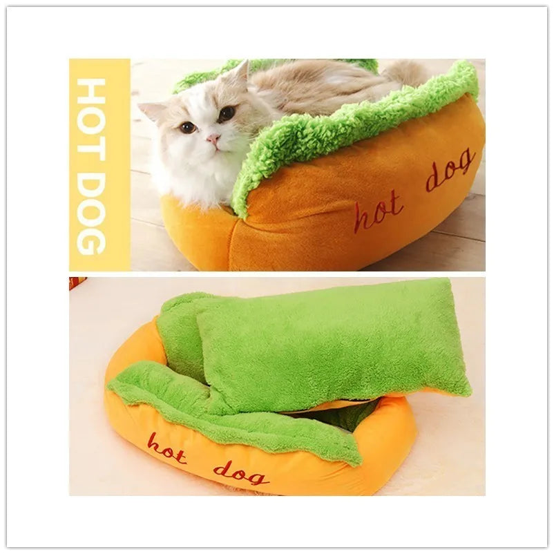 Warm Hot Dog Pet Bed – Removable & Washable Soft Lounger
