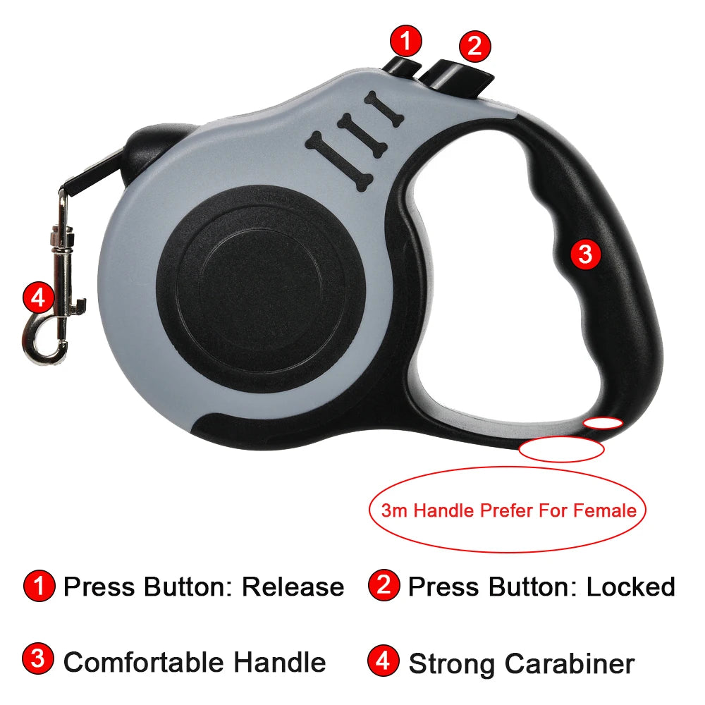 Retractable Dog Leash – Durable Nylon Lead for Dogs & Cats