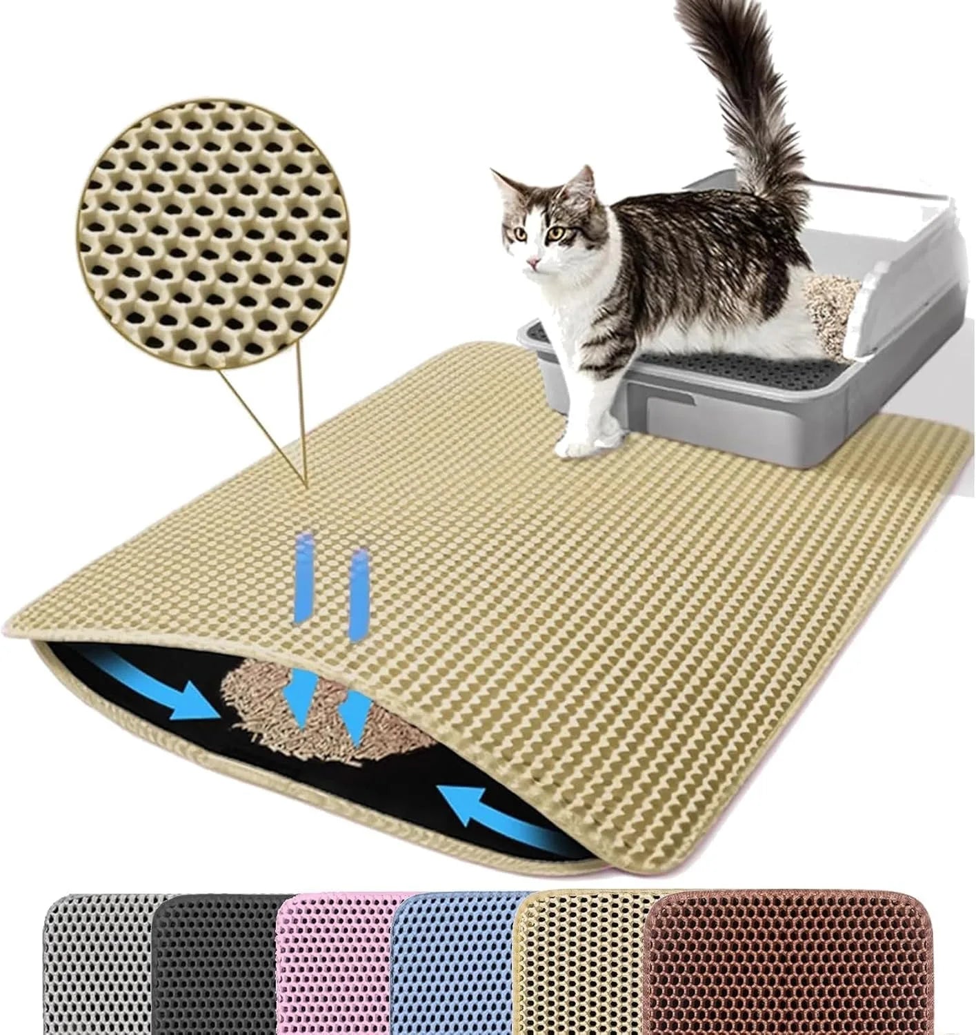 Double Layer Waterproof Cat Litter Mat – Non-Slip & Easy Clean