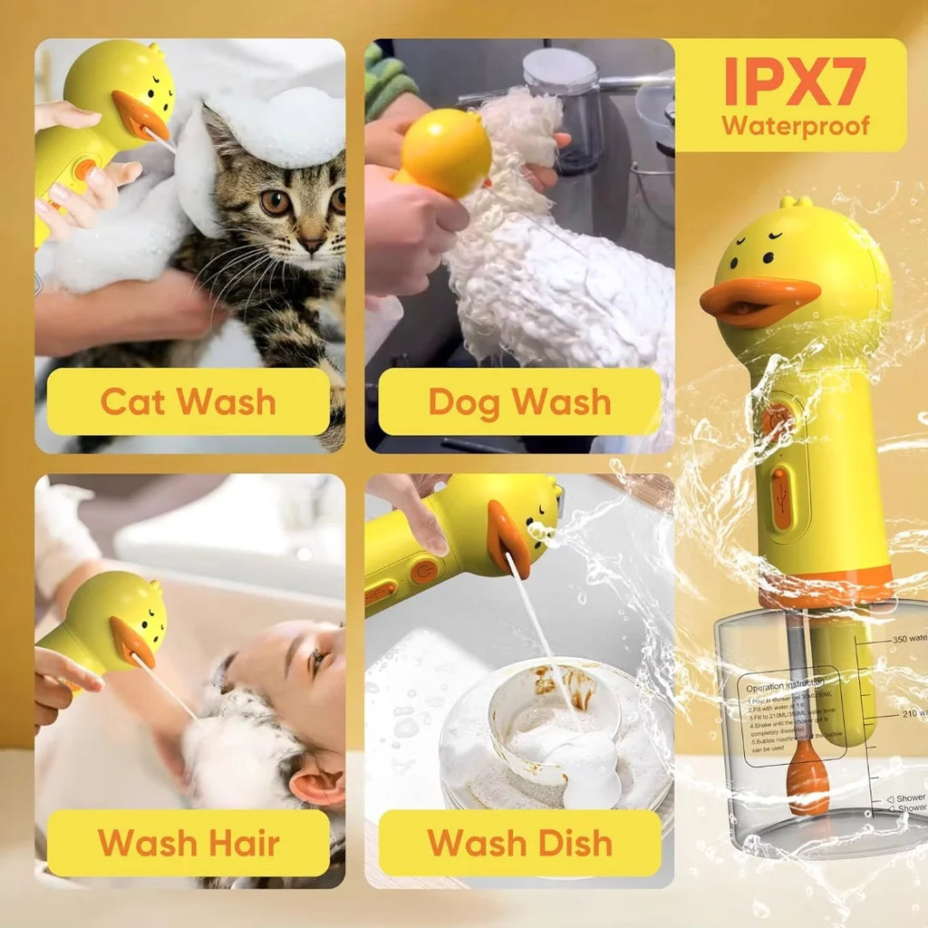 Electric Pet Foam Bath Dispenser – Cute Duck Soap Machine for Dogs & Cats