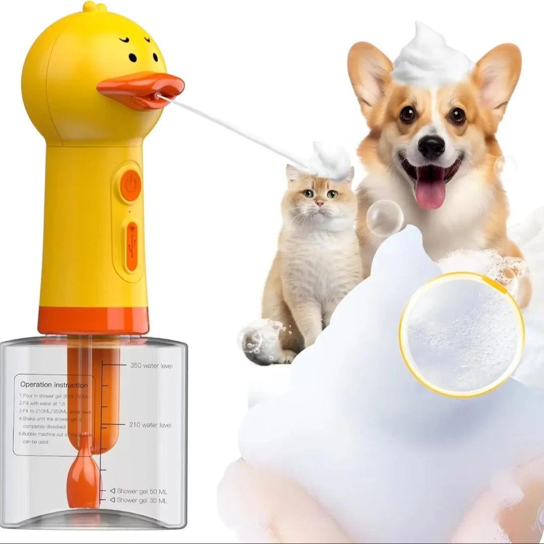 Electric Pet Foam Bath Dispenser – Cute Duck Soap Machine for Dogs & Cats