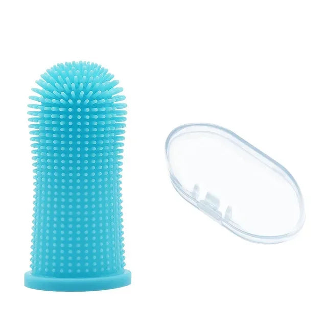 Soft Silicone Pet Finger Toothbrush – 360° Dental Care for Dogs & Cats