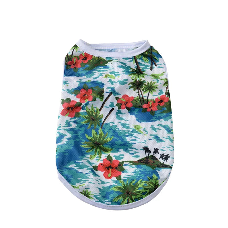 Hawaiian Summer Dog & Cat Vest – Breathable Beach T‑Shirt for Small/Medium Pets (Chihuahua, Yorkie, Pug) – Lightweight Puppy Coat Top
