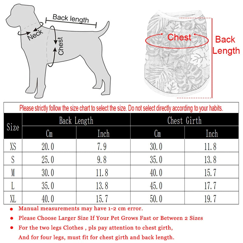 Hawaiian Summer Dog & Cat Vest – Breathable Beach T‑Shirt for Small/Medium Pets (Chihuahua, Yorkie, Pug) – Lightweight Puppy Coat Top