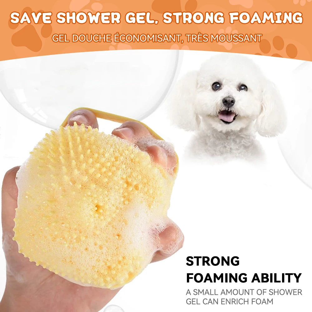 Pet Bath Brush – Silicone Shampoo Dispenser for Dogs & Cats