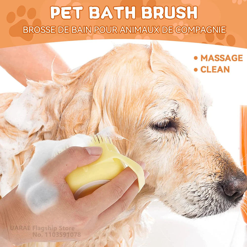 Pet Bath Brush – Silicone Shampoo Dispenser for Dogs & Cats