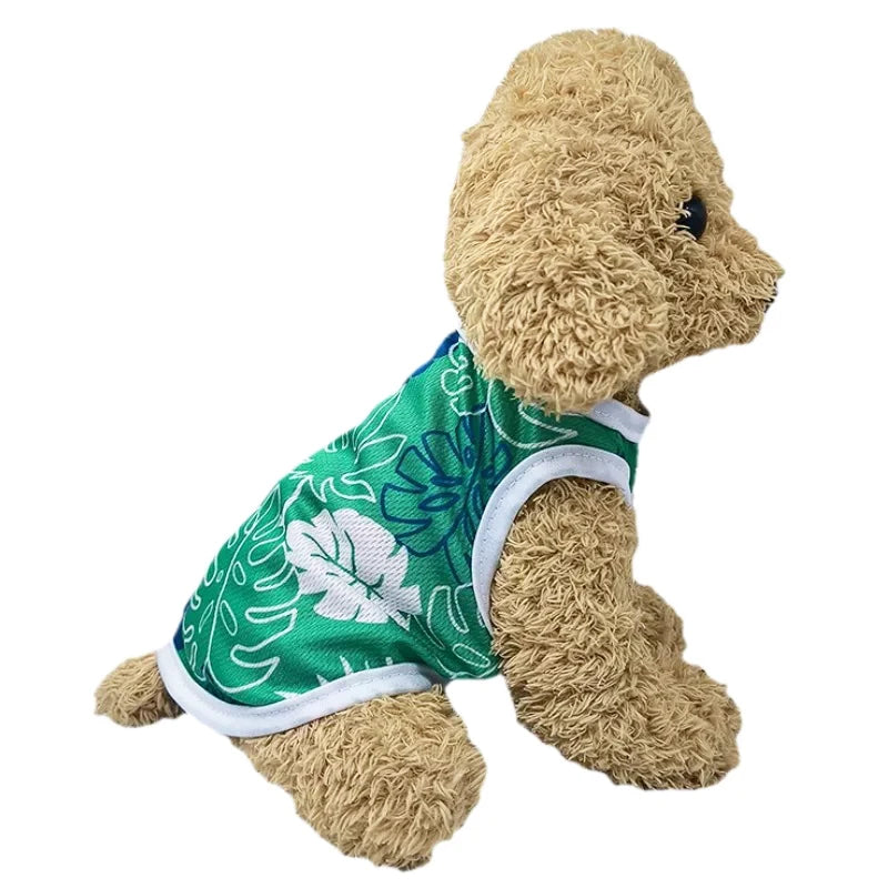 Hawaiian Summer Dog & Cat Vest – Breathable Beach T‑Shirt for Small/Medium Pets (Chihuahua, Yorkie, Pug) – Lightweight Puppy Coat Top