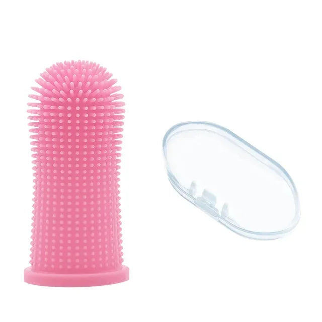 Soft Silicone Pet Finger Toothbrush – 360° Dental Care for Dogs & Cats