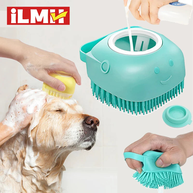 Pet Bath Brush – Silicone Shampoo Dispenser for Dogs & Cats