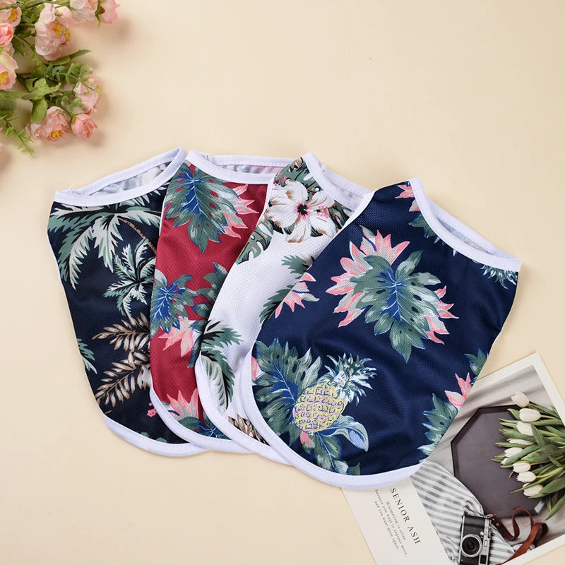 Hawaiian Summer Dog & Cat Vest – Breathable Beach T‑Shirt for Small/Medium Pets (Chihuahua, Yorkie, Pug) – Lightweight Puppy Coat Top