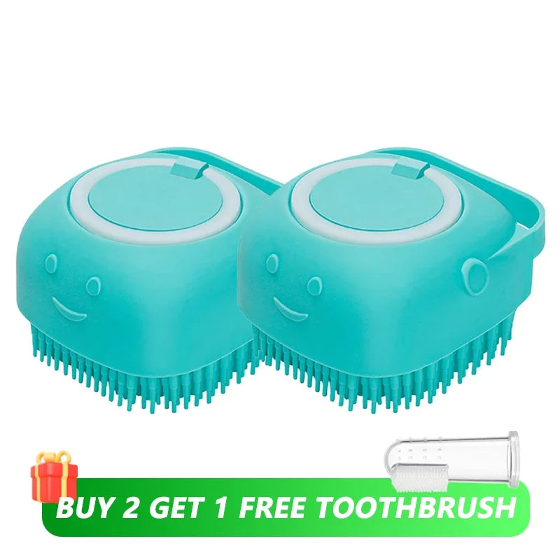 Pet Bath Brush – Silicone Shampoo Dispenser for Dogs & Cats
