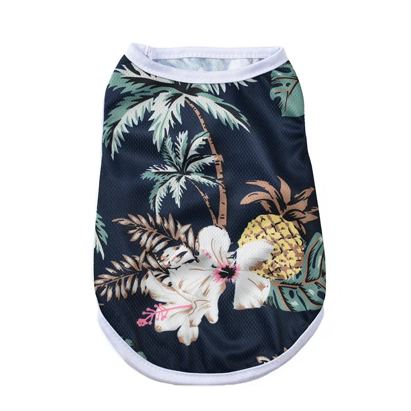 Hawaiian Summer Dog & Cat Vest – Breathable Beach T‑Shirt for Small/Medium Pets (Chihuahua, Yorkie, Pug) – Lightweight Puppy Coat Top