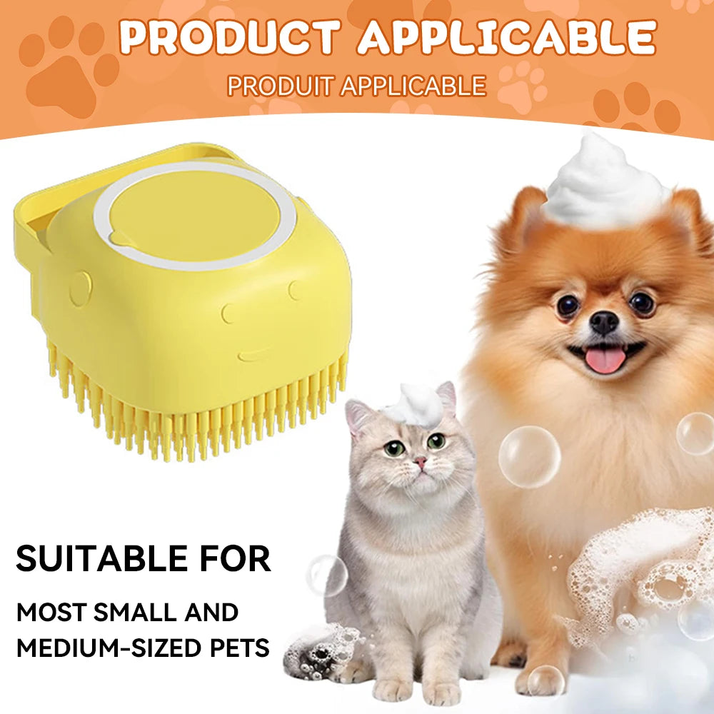 Pet Bath Brush – Silicone Shampoo Dispenser for Dogs & Cats