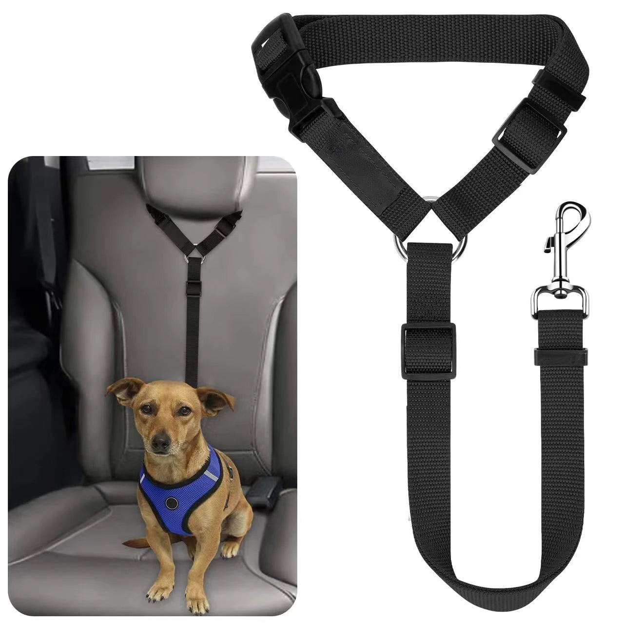 Adjustable Dog Car Seat Belt – 2-in-1 Pet Safety Lead