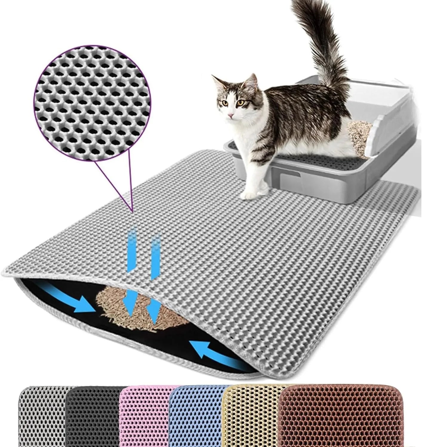 Double Layer Waterproof Cat Litter Mat – Non-Slip & Easy Clean