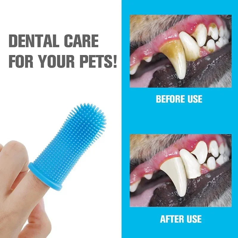 Soft Silicone Pet Finger Toothbrush – 360° Dental Care for Dogs & Cats